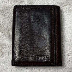 Fossil brown Leather Wallet fold up men’s